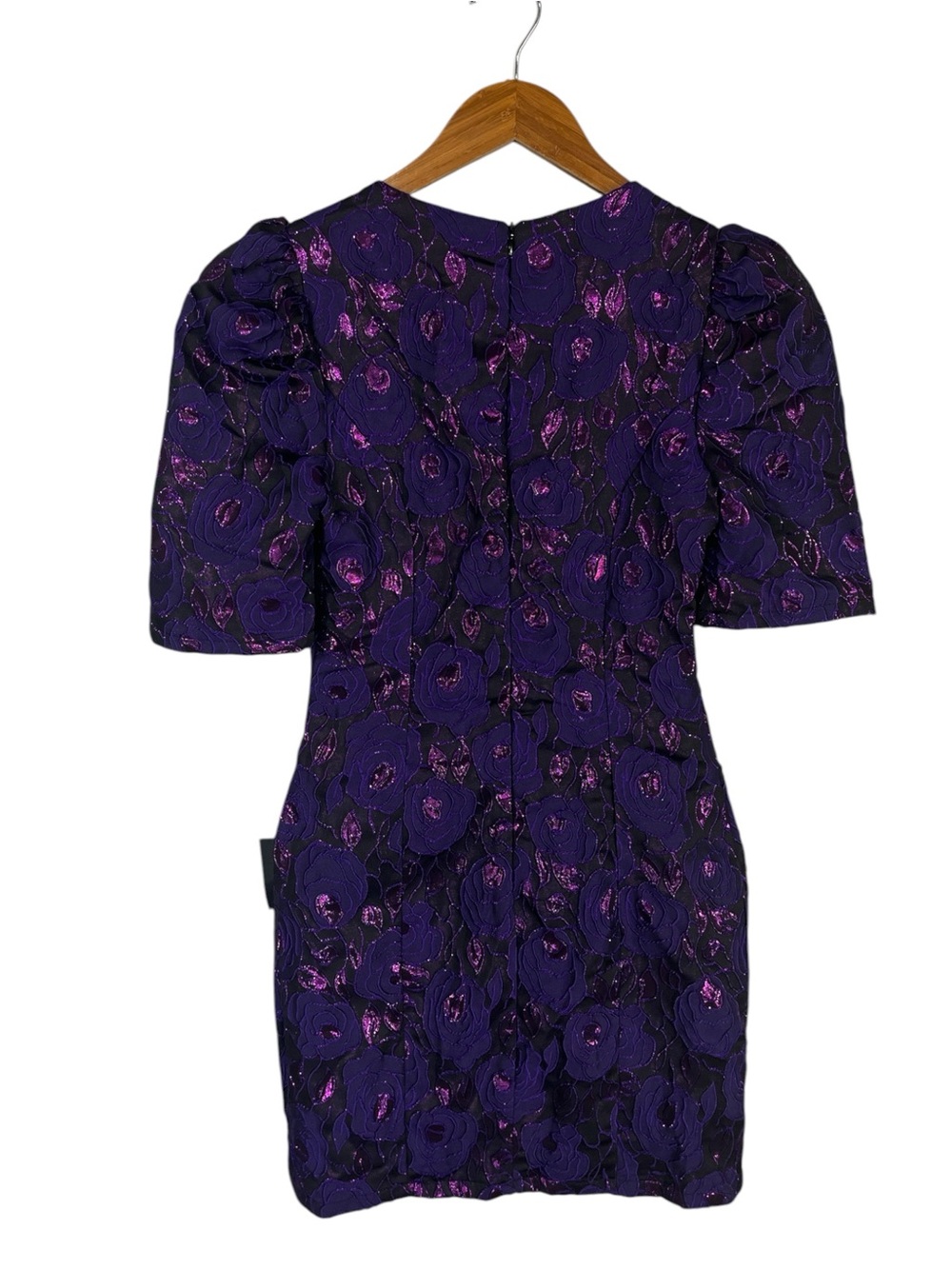 NWT Lulus Extravagant Party Shiny Purple Floral Jacquard Bodycon Dress Size Smal - Picture 10 of 12